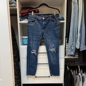 Old Navy Dark Blue Distressed Skinny Jeans